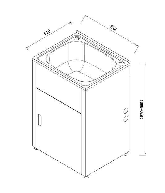 600mm 45L Stainless Steel Laundry Tub - Matte Black