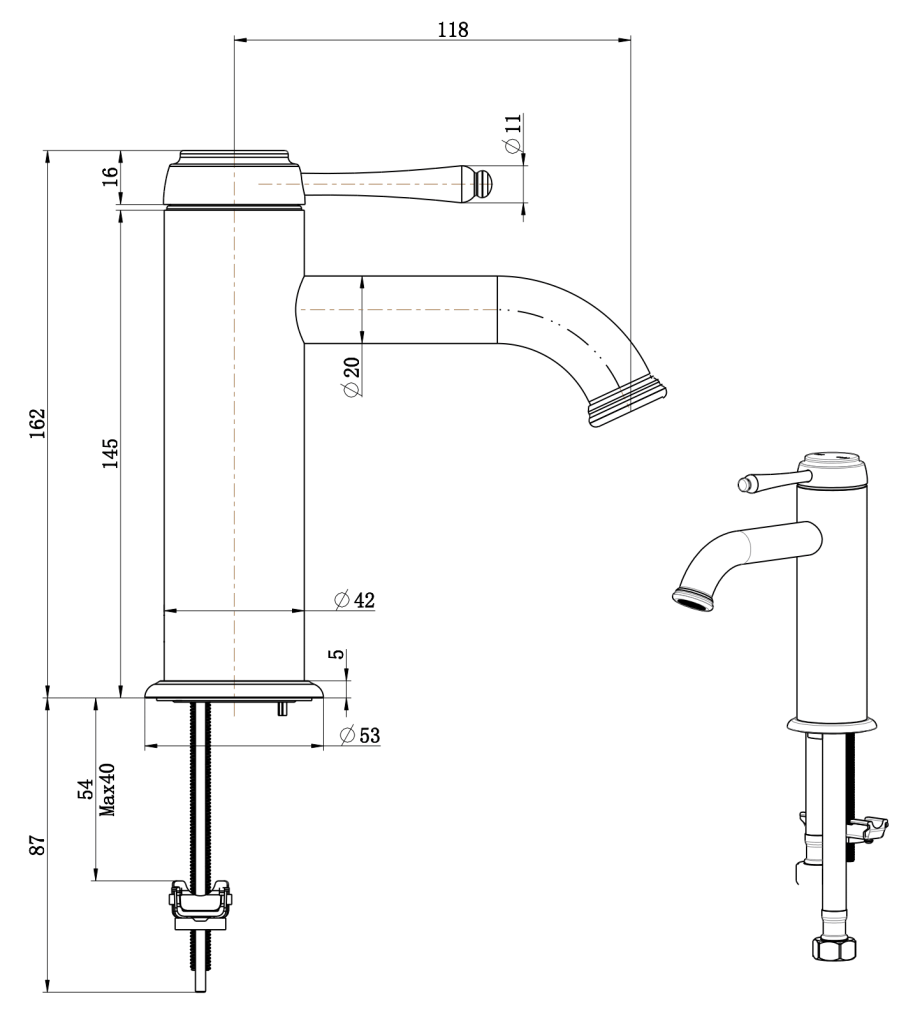 Mica Heritage Basin Mixer - Black