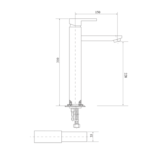 High Rise Square Design Basin Mixer