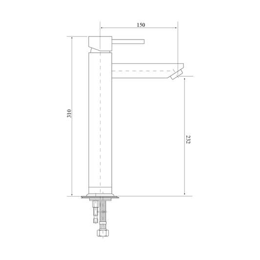 High Rise Basin Mixer Round Design - BLACK**