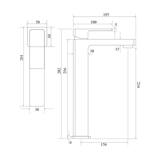 'Milos'- Tall Basin Mixer - Brushed Nickel
