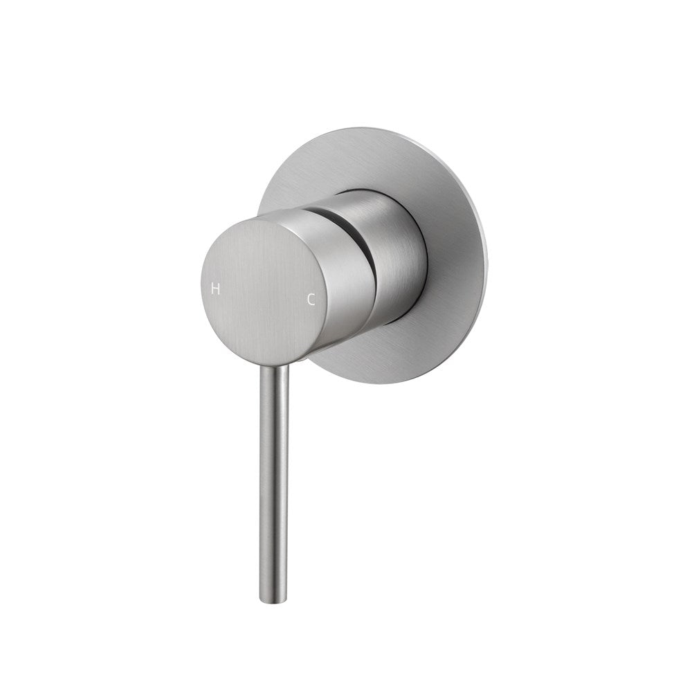 Pin Handle Wall Mixer Brushed Nickel 80mm Plate