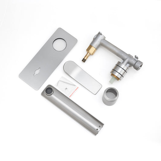 RUSHY Series Square Brushed Nickel Wall Mixer with Spout(color up)(with extension)