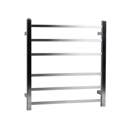 Square Brushed Nickel Electric Heated Towel Rack 6 Bars