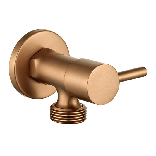 Bathroom Round Brushed Copper 1/4 Turn Washing Machine Stop Tap(One Piece)