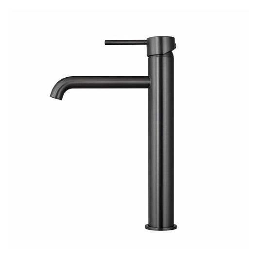 LUCID PIN Series Round Brushed Gun Metal Grey Tall Basin Mixer