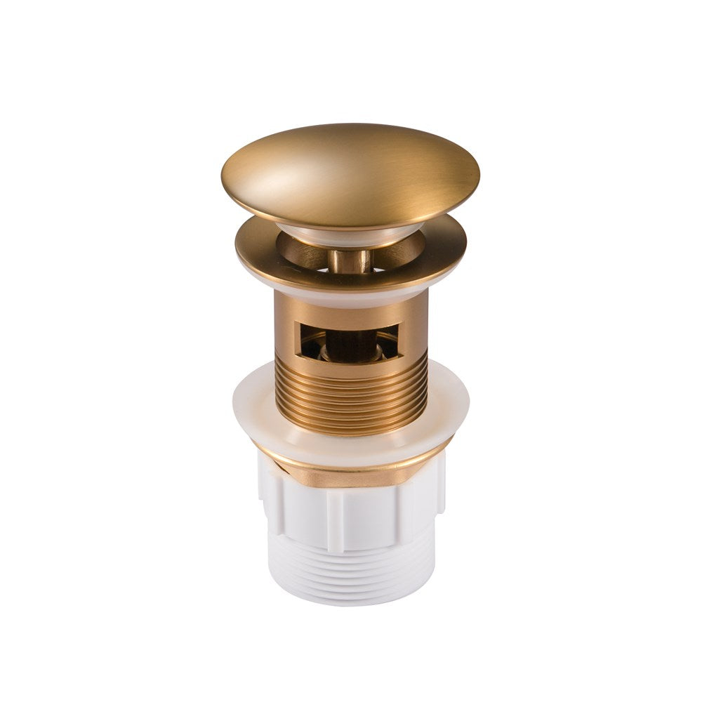 32/40mm Mushroom Brushed Brass Basin Pop Up Waste with Overflow(Brass)