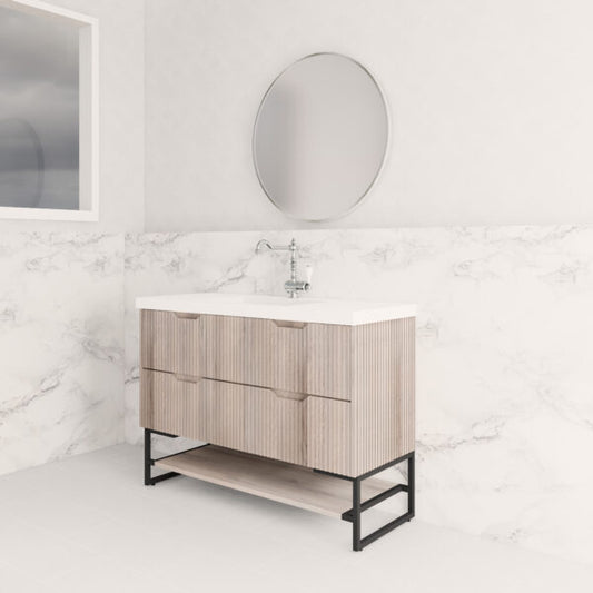1200mm * White oak * Fluted style * 2 tiers 4 Drawers * Freestanding