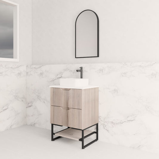 600mm Bali Freestanding Wall Hung Vanity - MDF - White oak