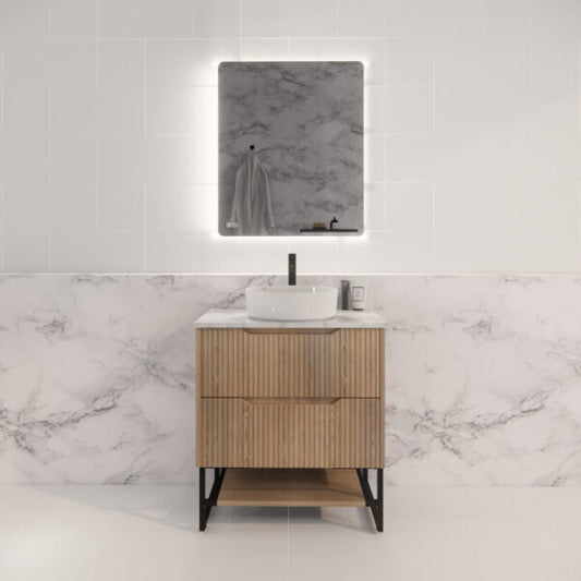 750mm Bali Freestanding Wall Hung Vanity - MDF - American oak