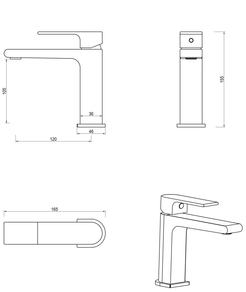 Beki Basin Mixer - Gunmetal