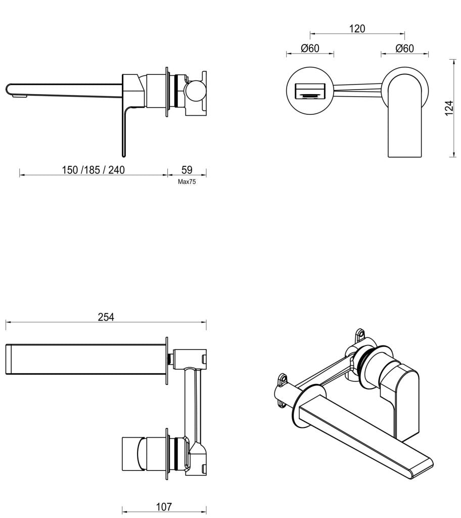 Eleniko Wall-Spout Combo - 2P - TRIM KIT - Brushed Nickel