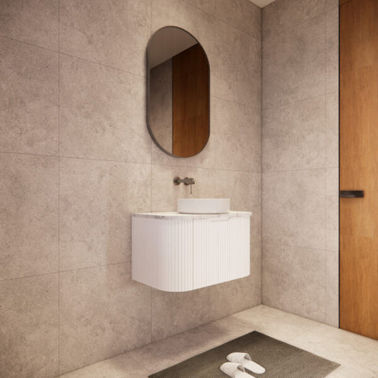 RIVA BERGEN MATTE WHITE 750MM SINGLE BOWL WALL HUNG VANITY
