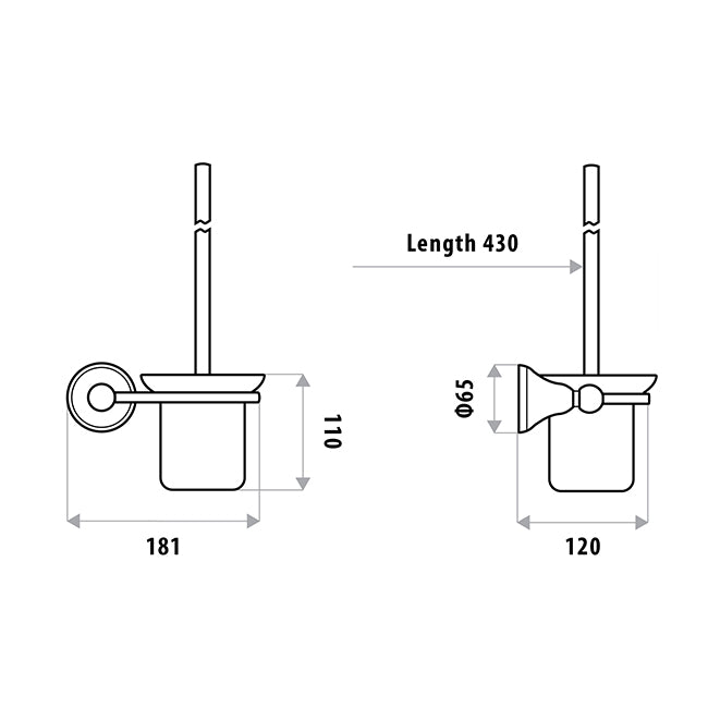 Byron Toilet Pan Brush & Holder - Chrome