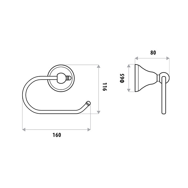 Byron Toilet Roll Holder LESS Flap - Chrome