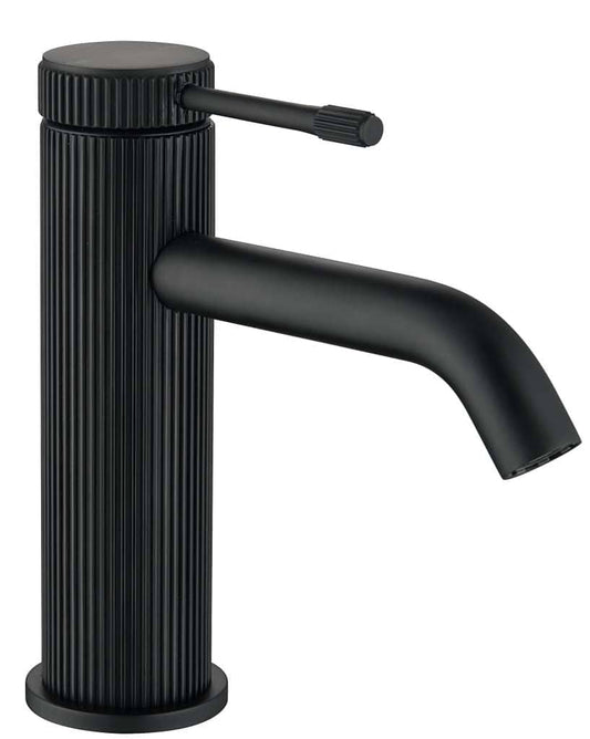 Mica Fluted Basin Mixer - Black