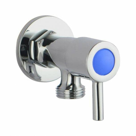 Round Chrome Brass 1/4 Turn Washing Machine Stop Tap Wall Mounted (one pair)