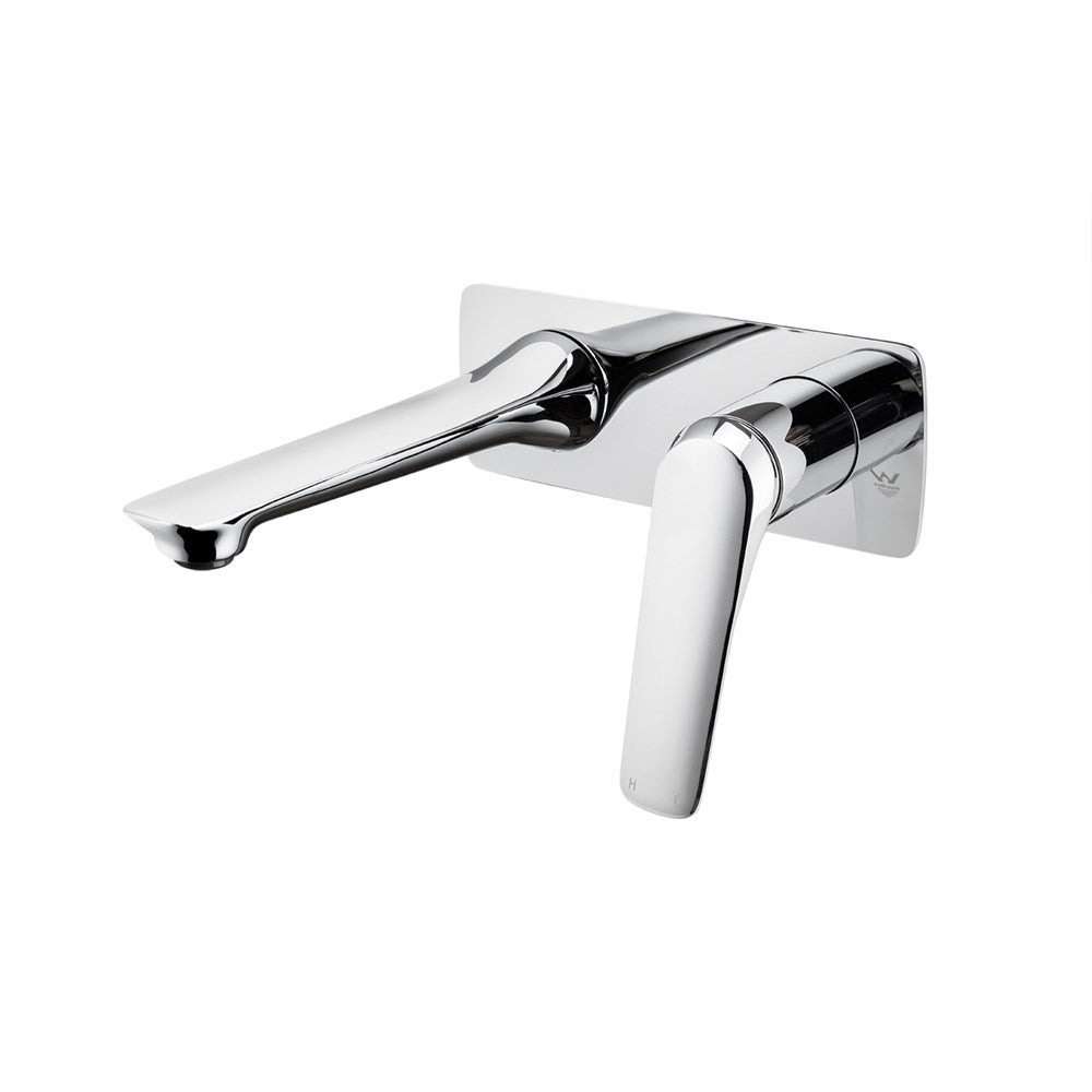 AU Series Square Chrome Wall Mixer With Spout