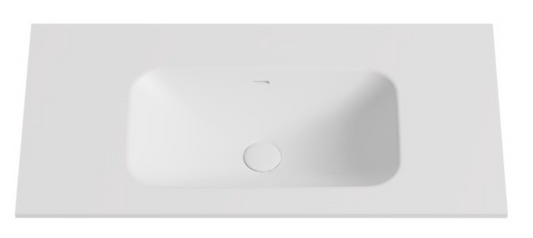 900mmx460mm Solid Surface Moulded Top - Matte White - No Tap Hole