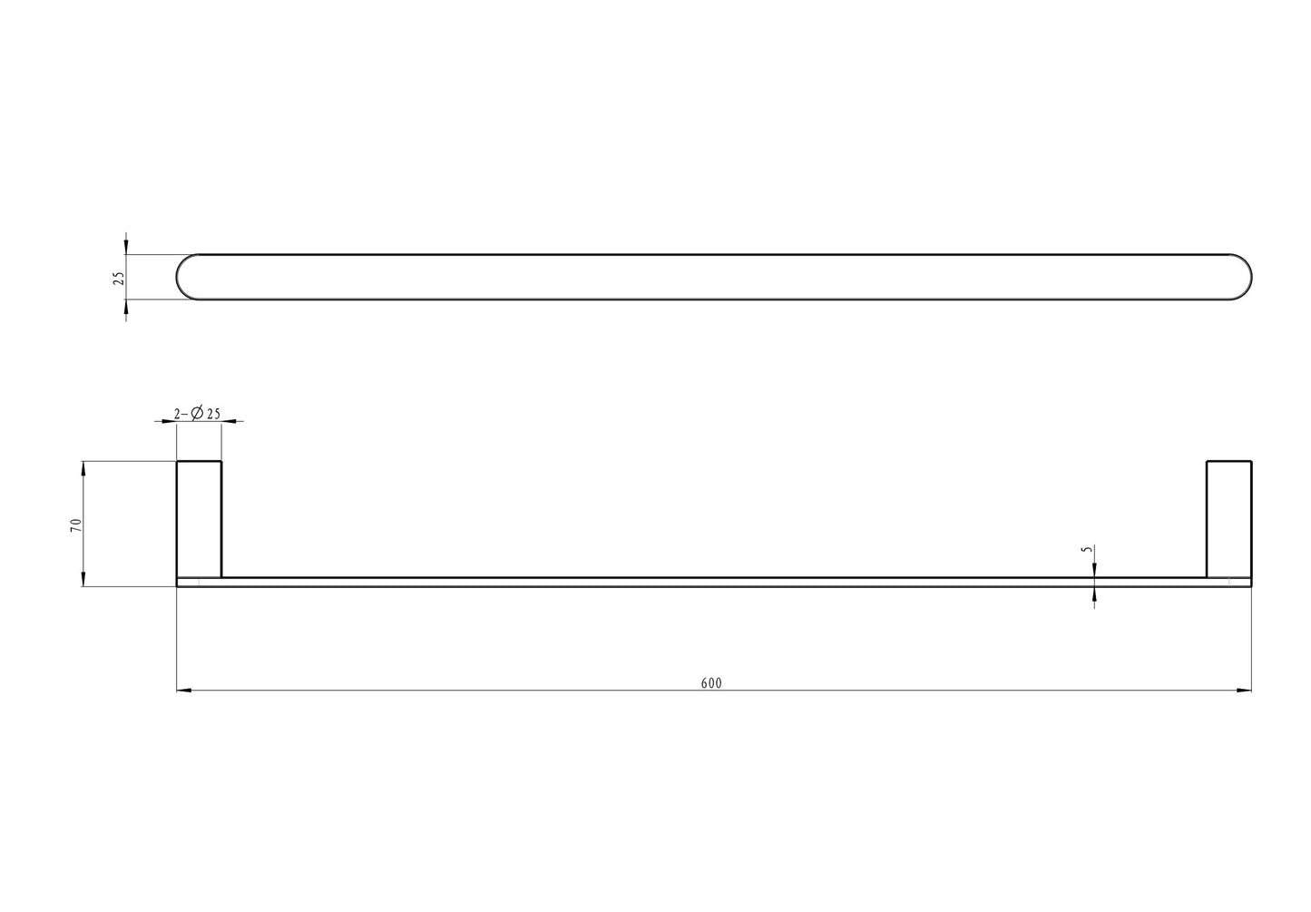 Circle 600mm Single Towel Rail - Gunmetal