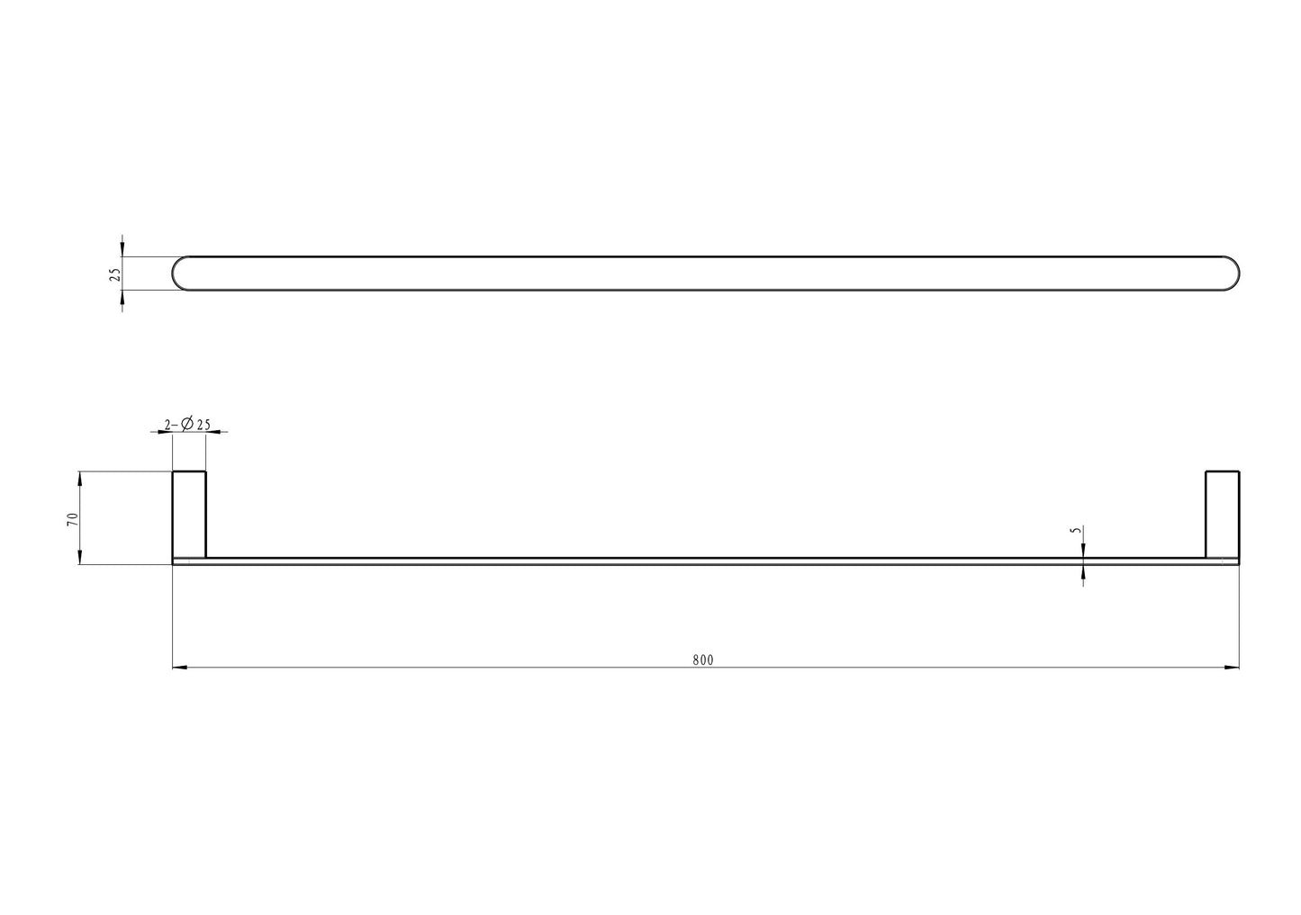 Circle 800mm Single Towel Rail - Gunmetal