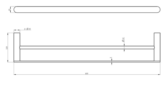 Circle 600mm Double Towel Rail - Aged Bronze