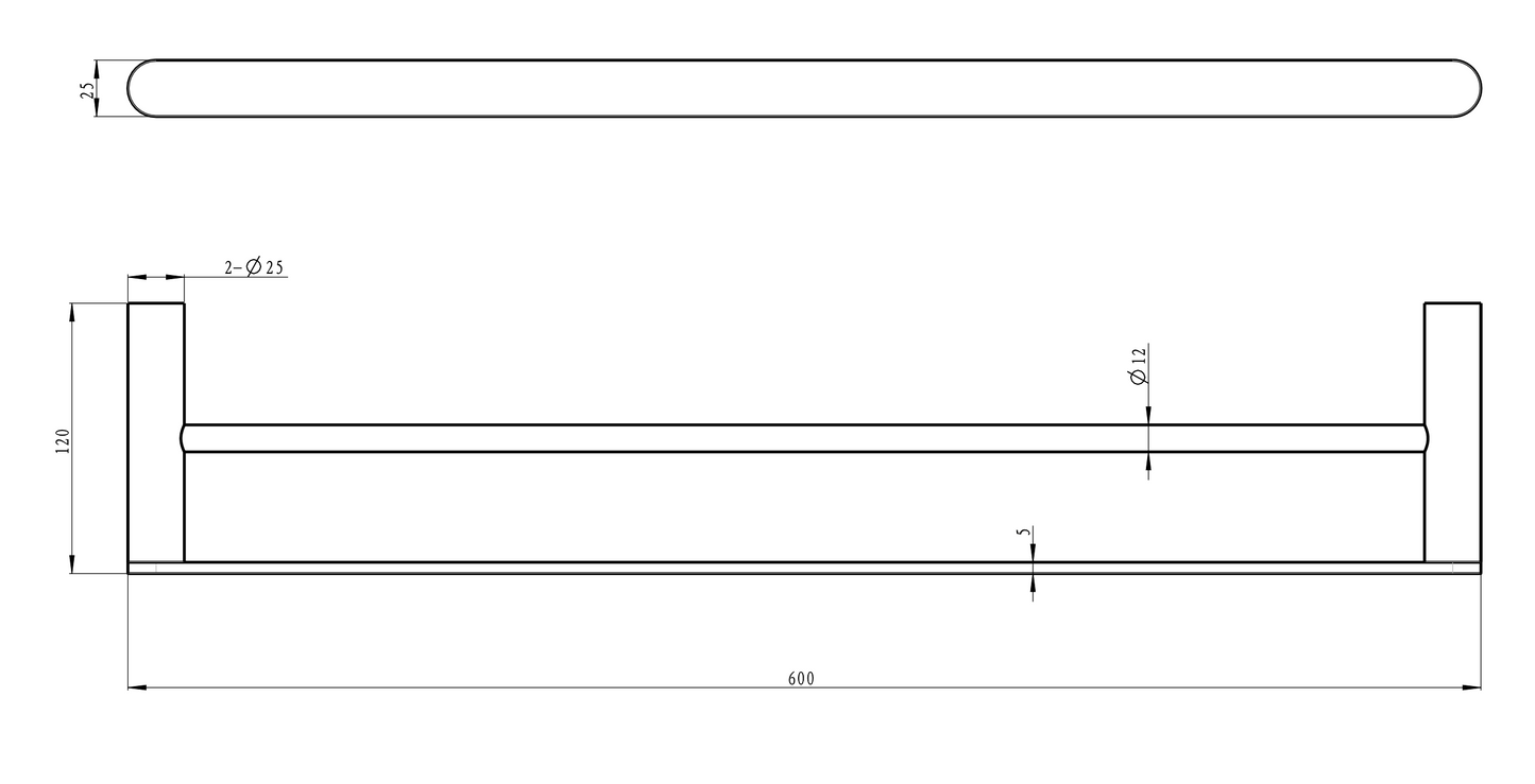 Circle 600mm Double Towel Rail - Gunmetal