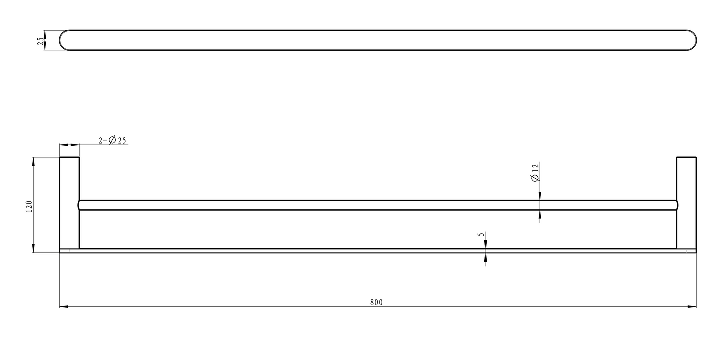 Circle 800mm Double Towel Rail - Gunmetal