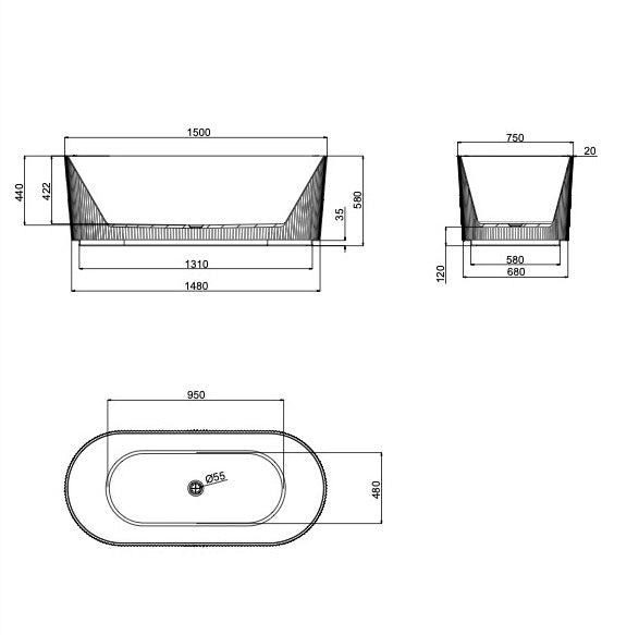 Cleo 1500mm Freestanding Bath - Ginger
