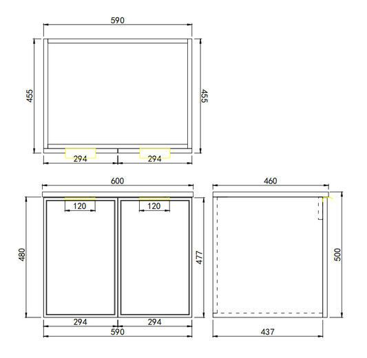600mm Miami Wall Hung Vanity PVC Cabinet Only - Olive Green