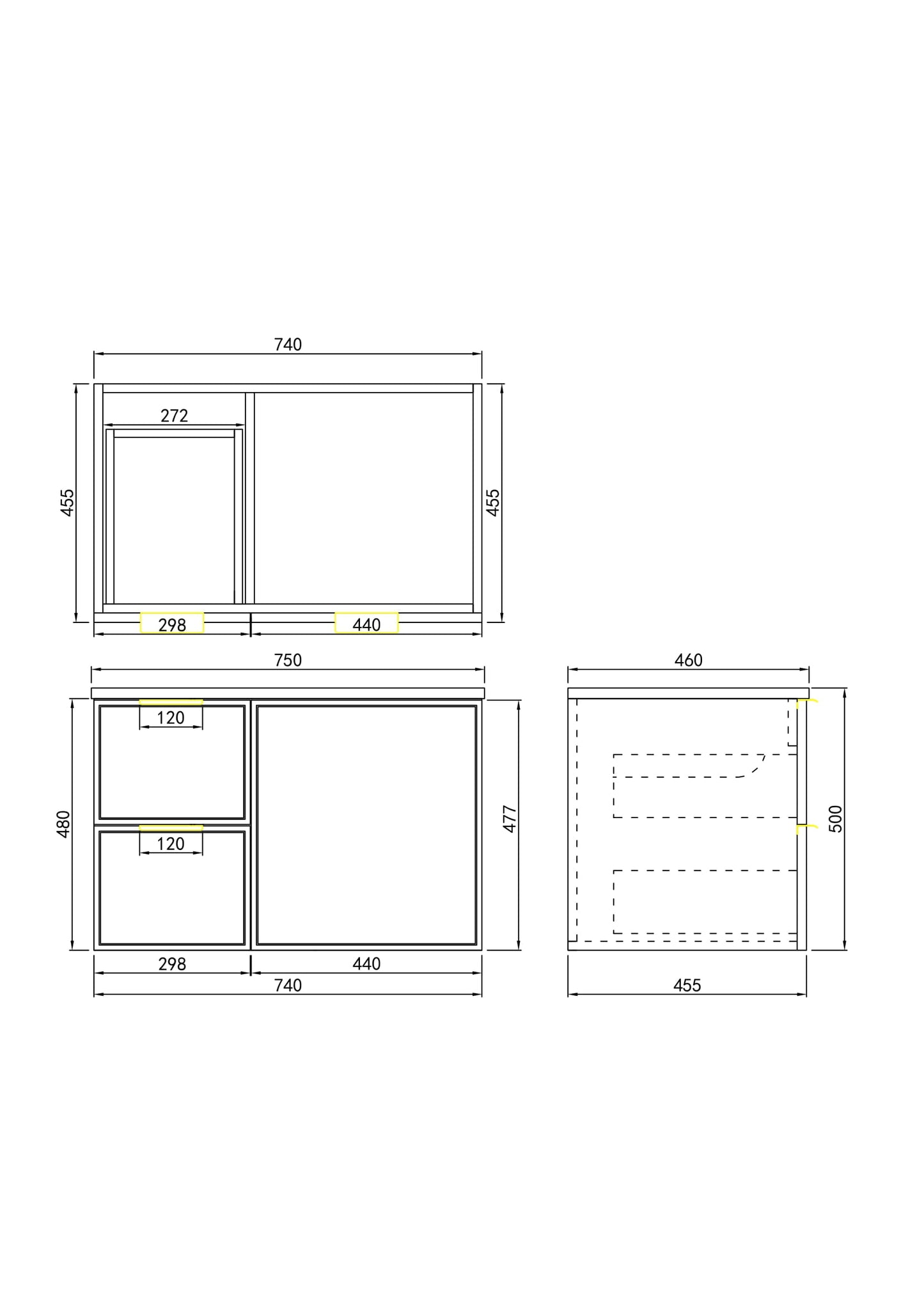 750mm Miami Wall Hung Vanity PVC Left Side Drawers - Cabinet Only - Matte White