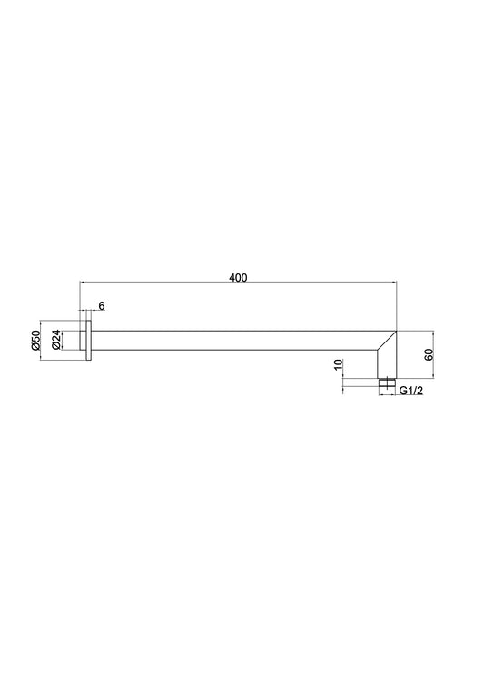 Corsica 400mm Round Wall Shower Arm - Brushed Brass