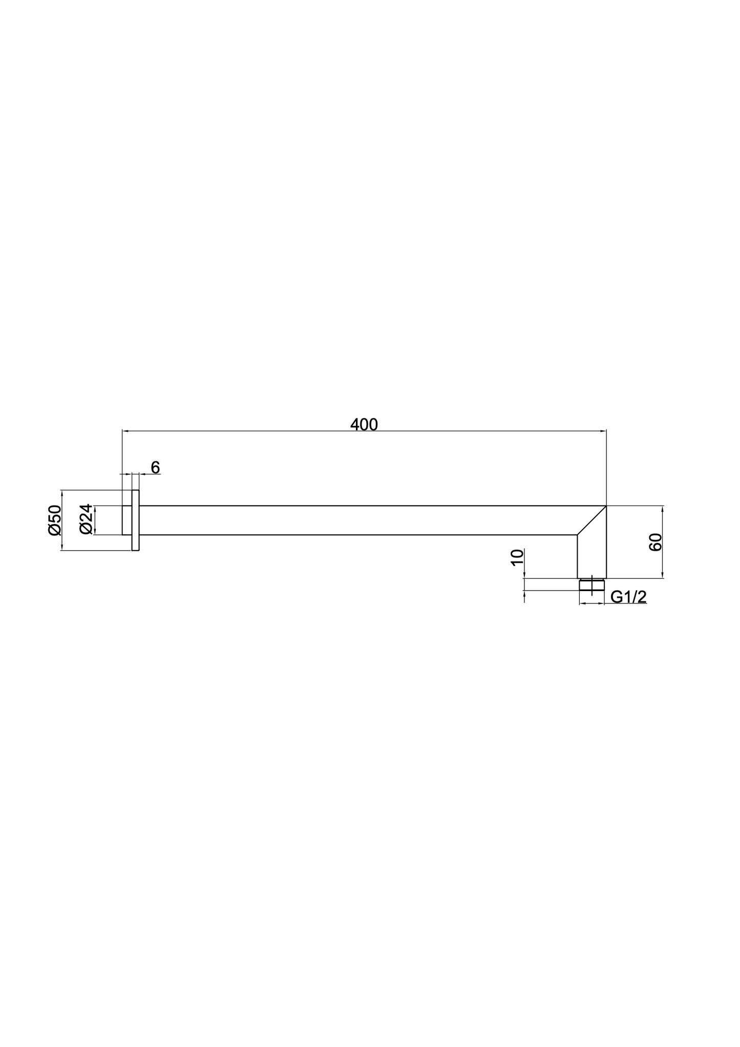 Corsica 400mm Round Wall Shower Arm - Brushed Brass