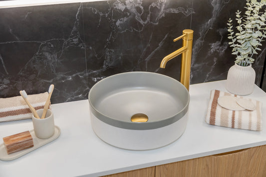 375*375*135mm Color Plus Textured Exterior Finish & Matte Dark Grey Interior Finish Above Counter Basin