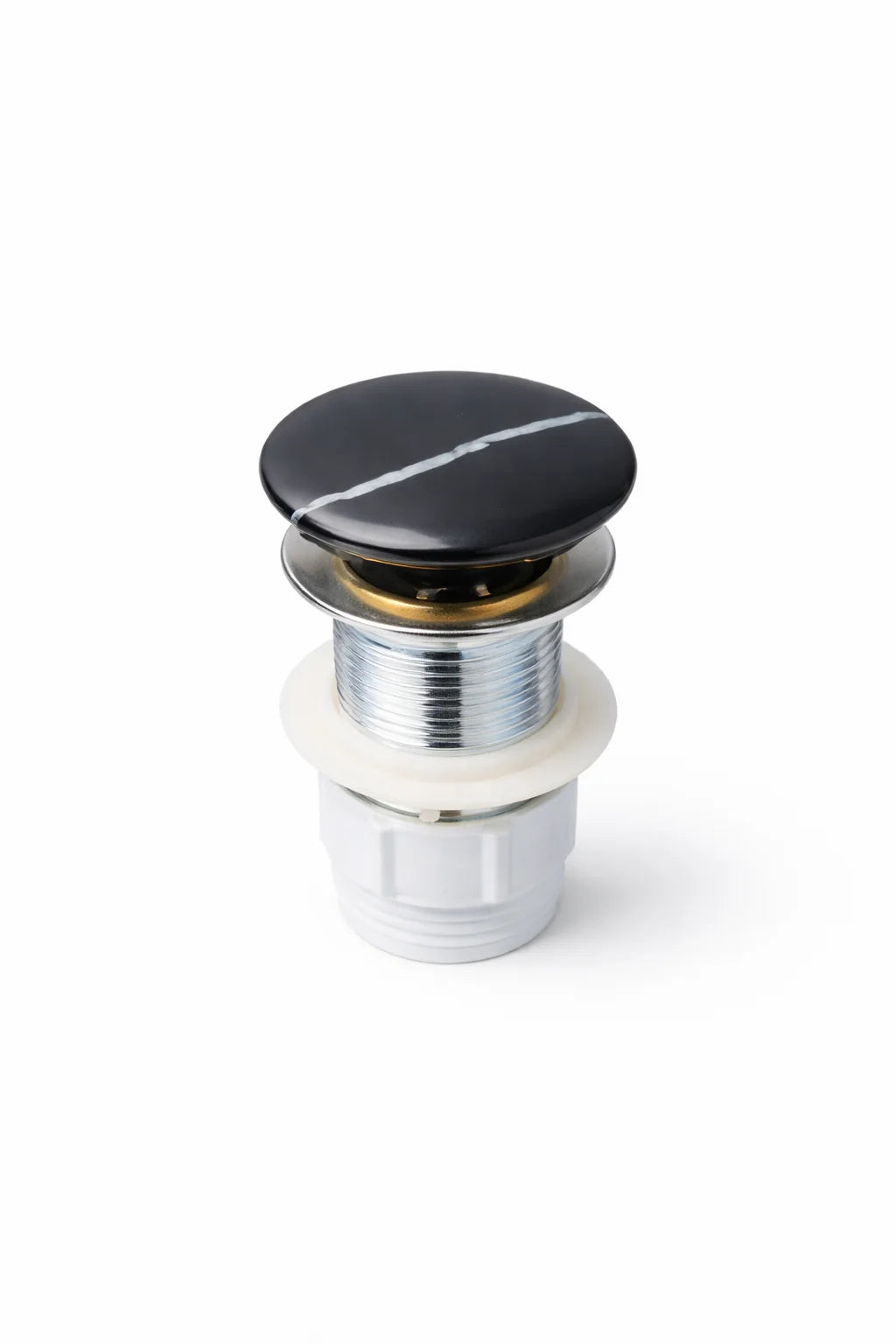 Fusion Matte Black Pop-up waste 32 mm Non-over Flow with Matte carrara Ceramic Cap