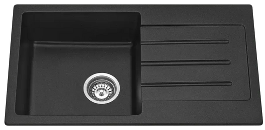 Fomos Sink 770 x 440mm - Single Bowl w/ Drainer - Black