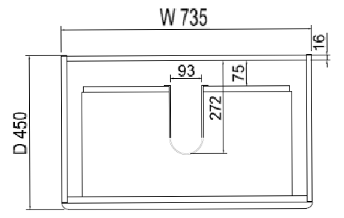 Forest Single Bowl Wall Hung Vanity-Light Oak W735xH550xD450mm