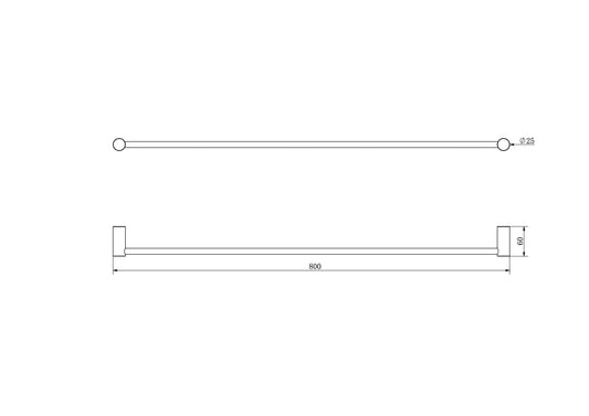 Dotti 800mm Single Towel Rail - Matte Black