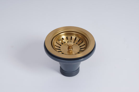 Stainless Steel Basket Waste for Fireclay Sinks - Brushed Gold