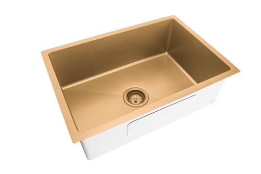660mm Stainless Steel Kitchen Sink - Single Bowl - Brushed Gold