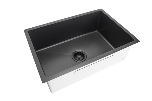 660mm Stainless Steel Kitchen Sink - Single Bowl - Matte Black