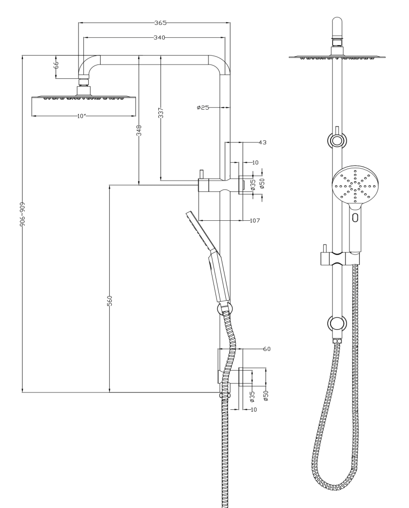 Mica Dual Shower Rail - Round - Living Brass