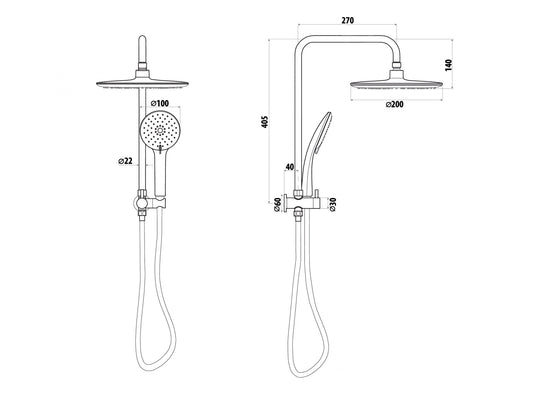 Elle Stainless Steel Twin Shower - Brushed Stainless