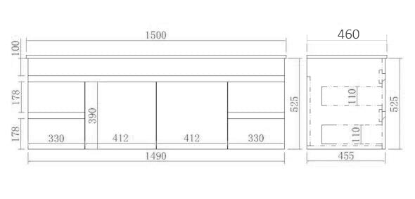 1500mm Evie Wall Hung Vanity PVC - Cabinet Only - Single/Double Bowl - Dark Brown
