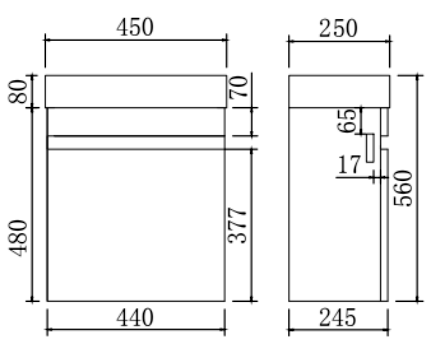 450mm Evie Mini Wall Hung Vanity PVC - Cabinet Only - Oak