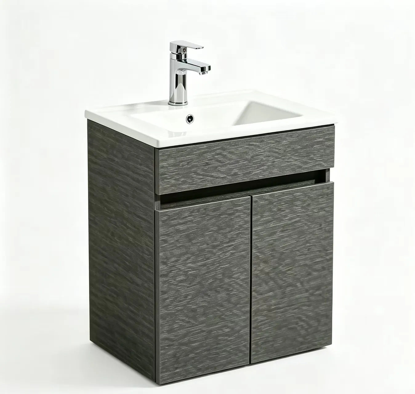 600mm Evie Slim Wall Hung Vanity PVC - Cabinet Only - Dark Brown