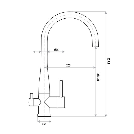 Elle 304 Stainless Steel Filter Sink Mixer - Brushed Gold