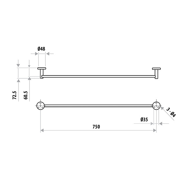 Elle Stainless Steel Single Towel Rail Polished - Polished