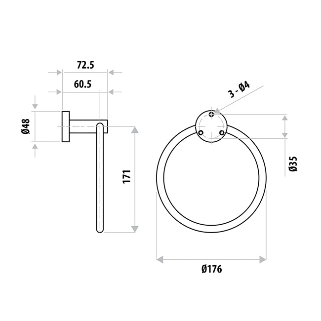 Elle Stainless Steel Towel Ring Polished - Polished