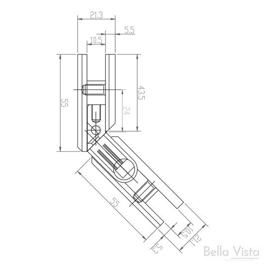 135-Degree Glass to glass hinge - CHROME